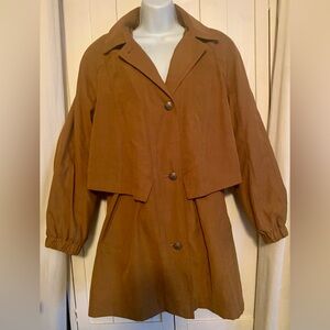 Jacqueline Ferrar Tan faux suede Trench Coat large